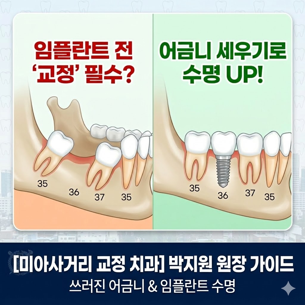 Read more about the article [미아사거리 교정치과]쓰러진 어금니, 교정 없이 임플란트 하면 안 되는 이유